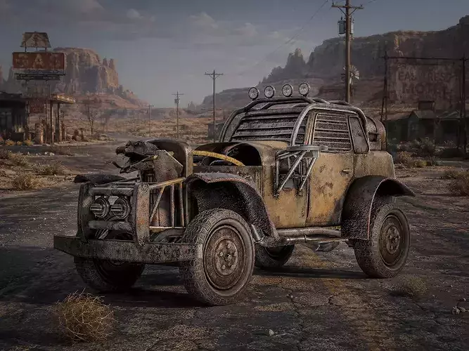post apocalyptic car the Game ready PBR da1