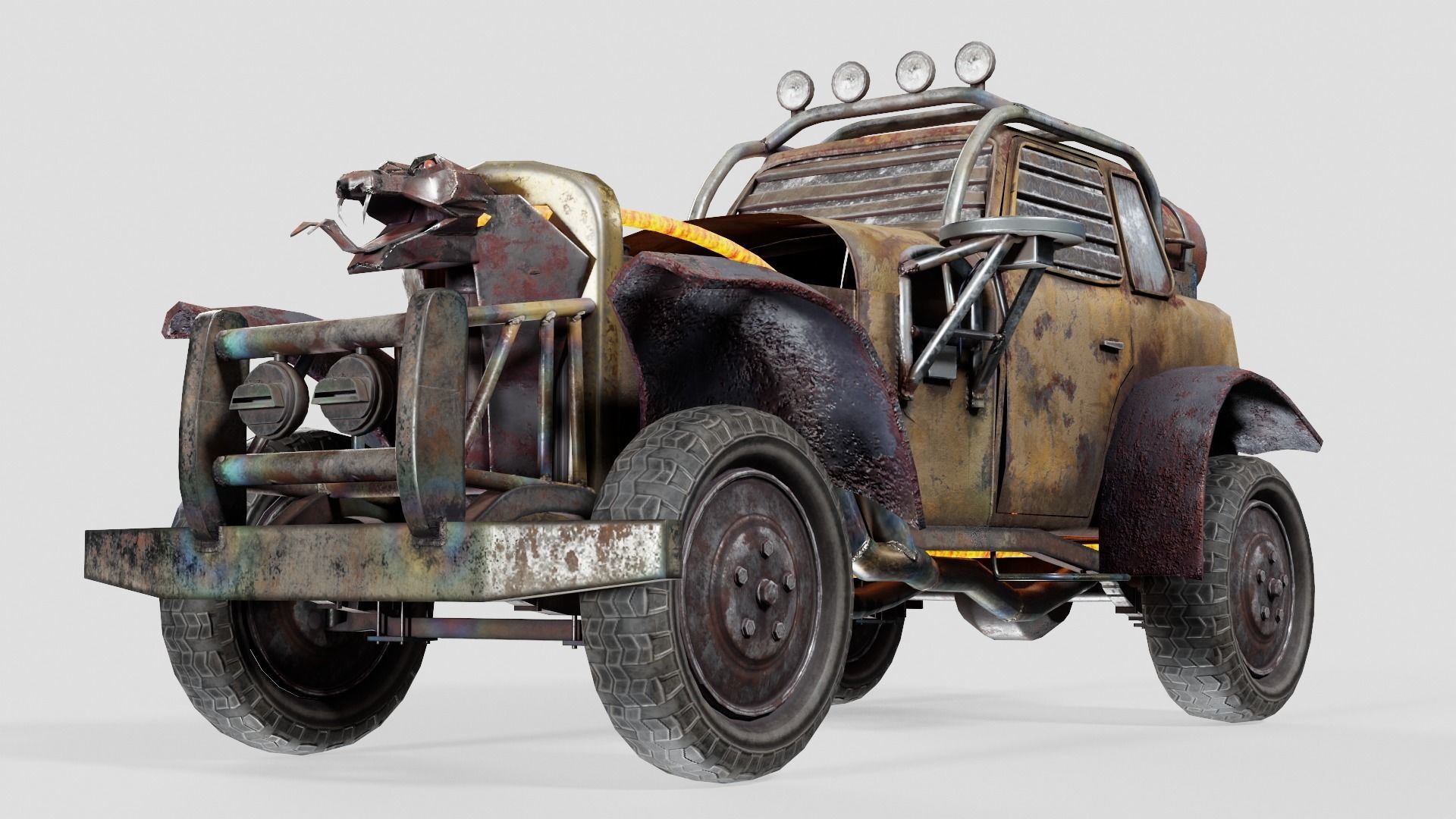 post apocalyptic car the Aspid da1 Low-poly 3D model_5