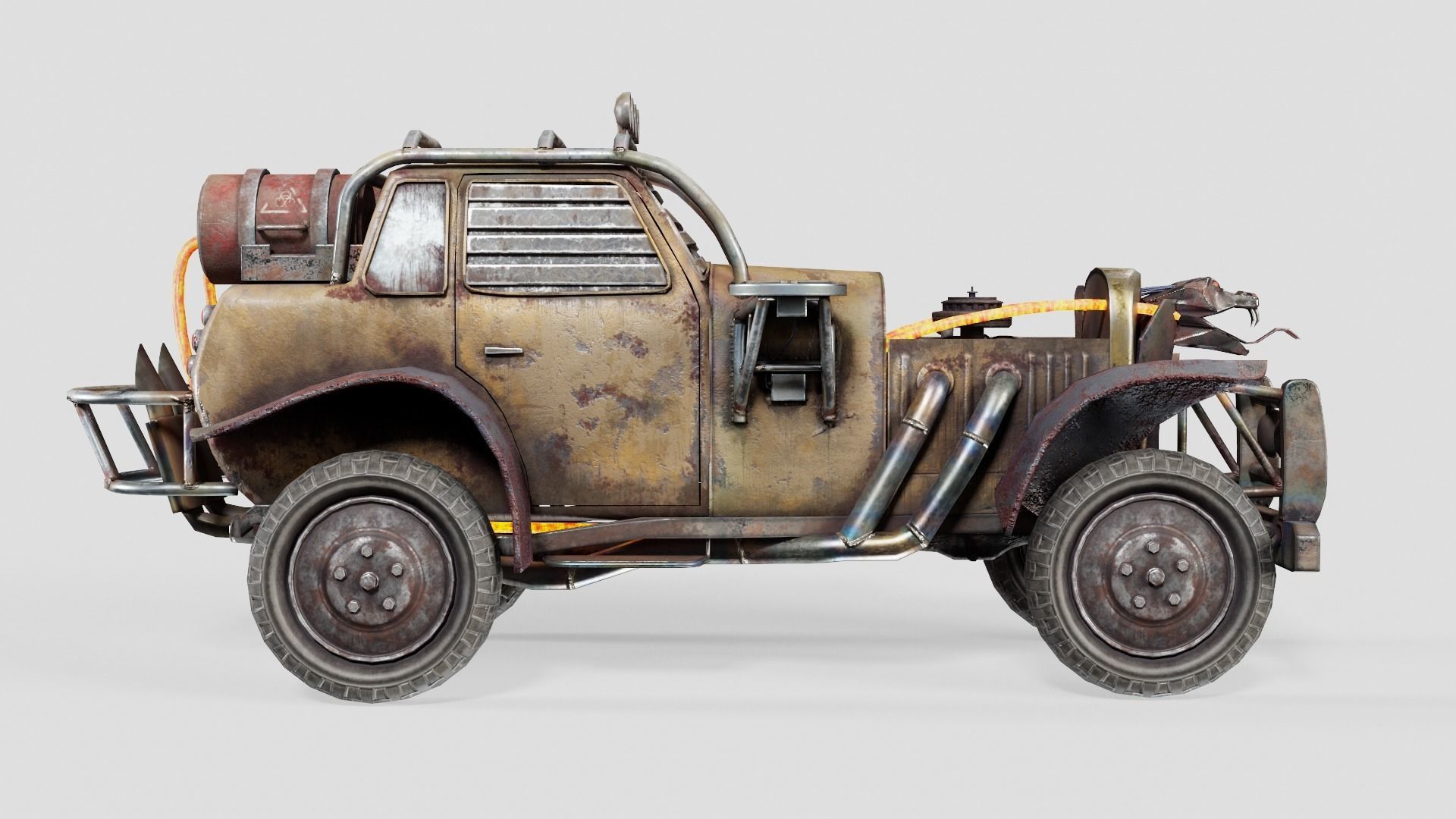 post apocalyptic car the Aspid da1 Low-poly 3D model_2