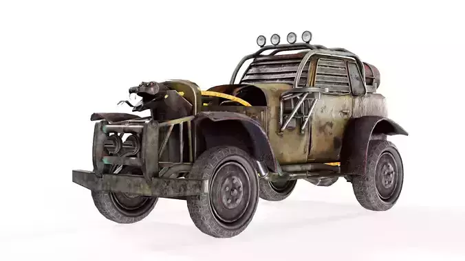 post apocalyptic car the Aspid da1 Low-poly 3D model