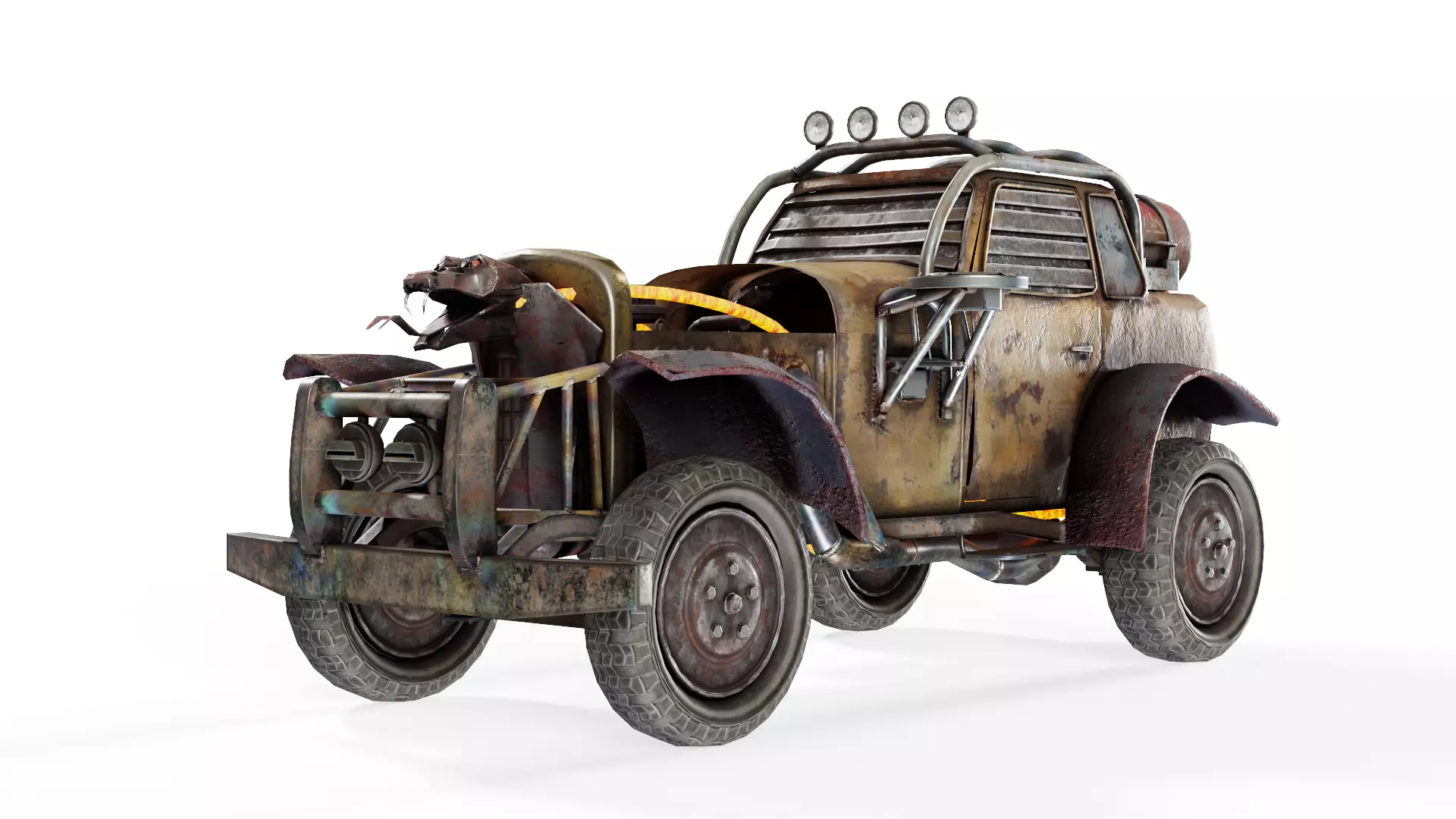 post apocalyptic car the Aspid da1 Low-poly 3D model_0