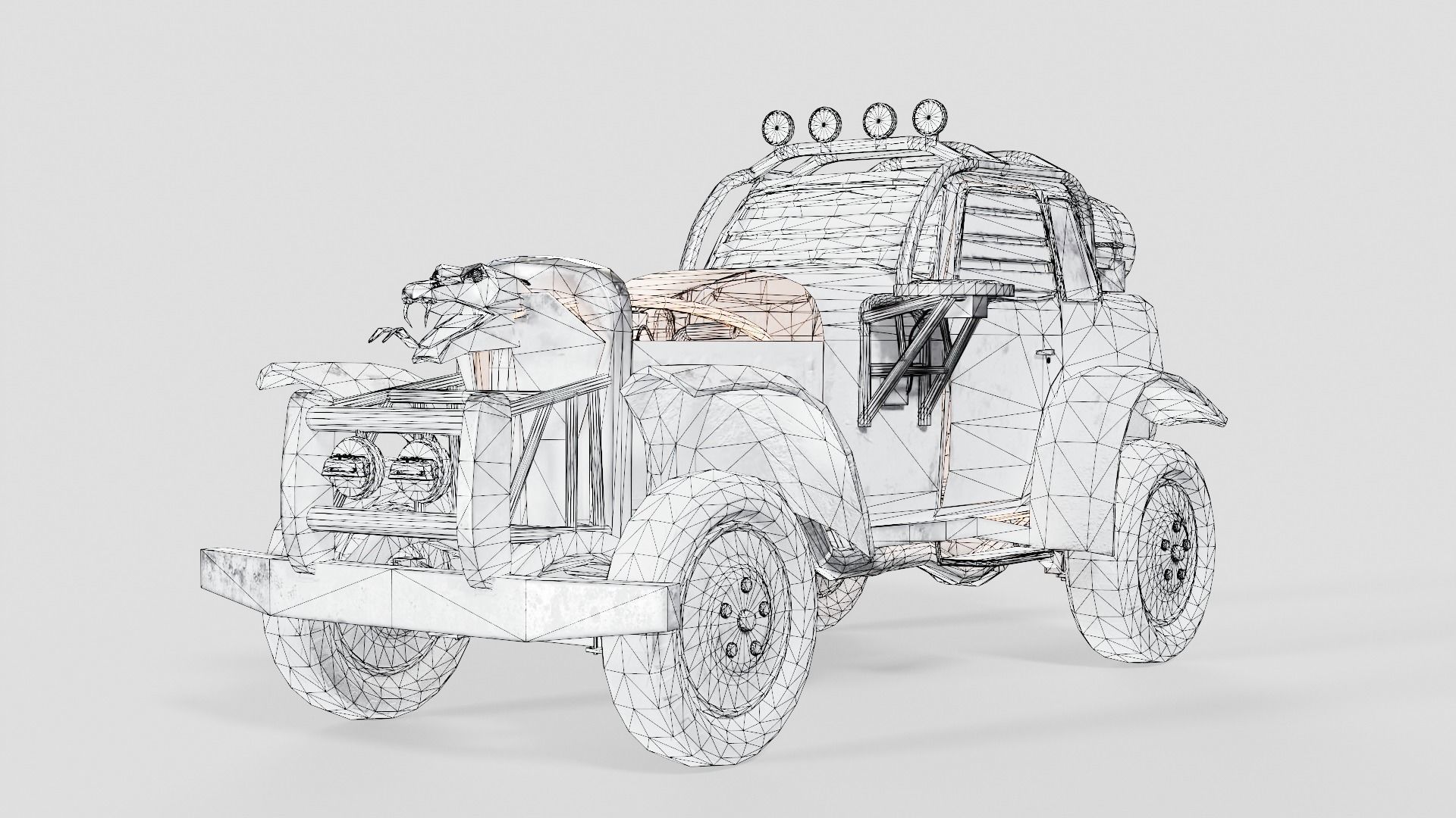 post apocalyptic car the Aspid da1 Low-poly 3D model_8