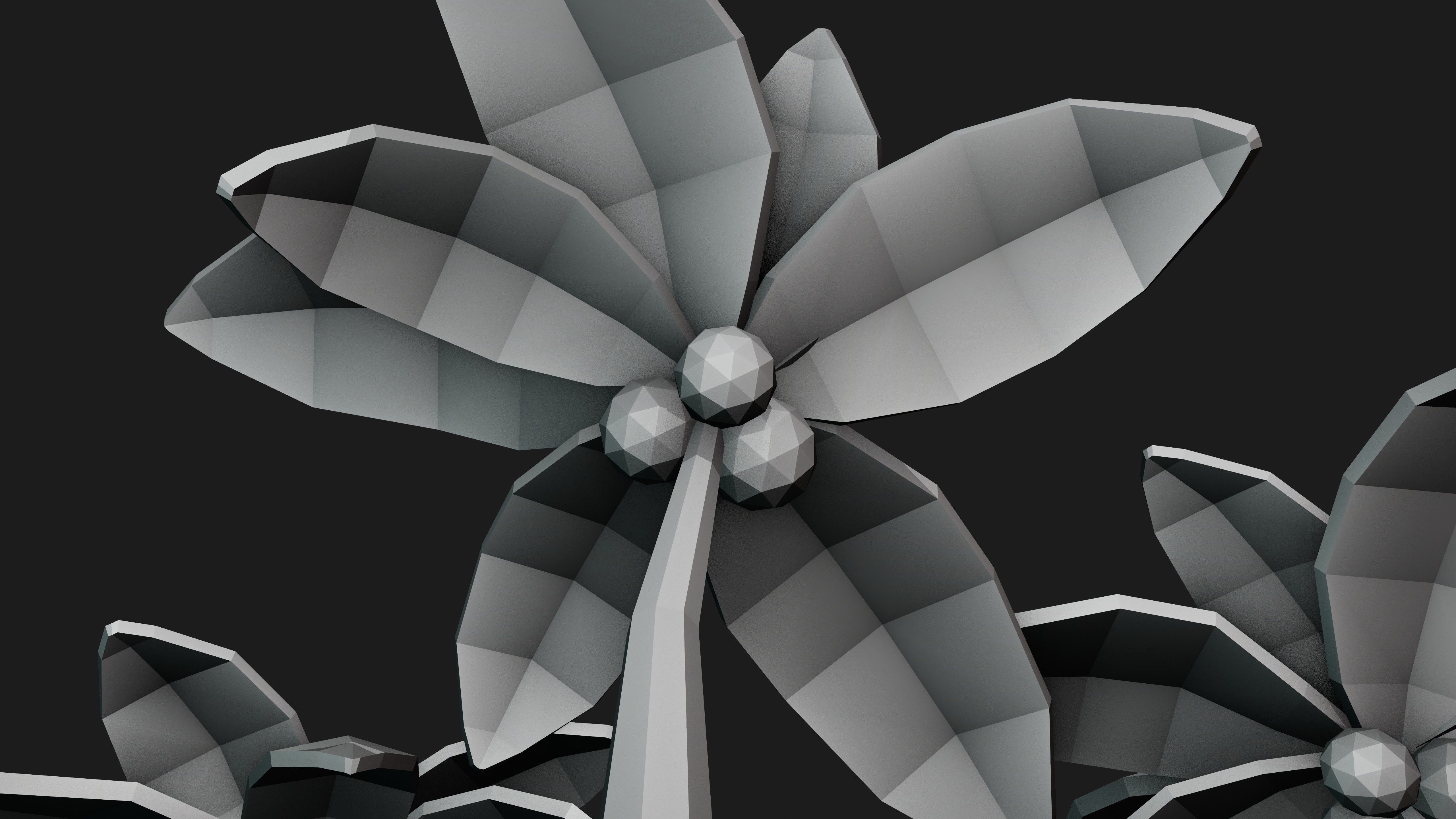 Low Poly Island with palm trees and boat 3D model_18