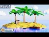 Low Poly Island with palm trees and boat 3D model_1
