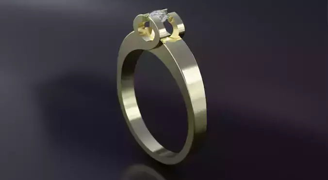 Engagement and Wedding ring with gems  3D print model