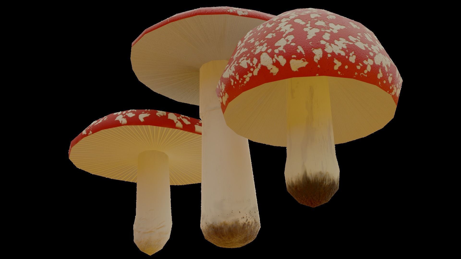 Cartoon Mushrooms - game ready Free low-poly 3D model_2