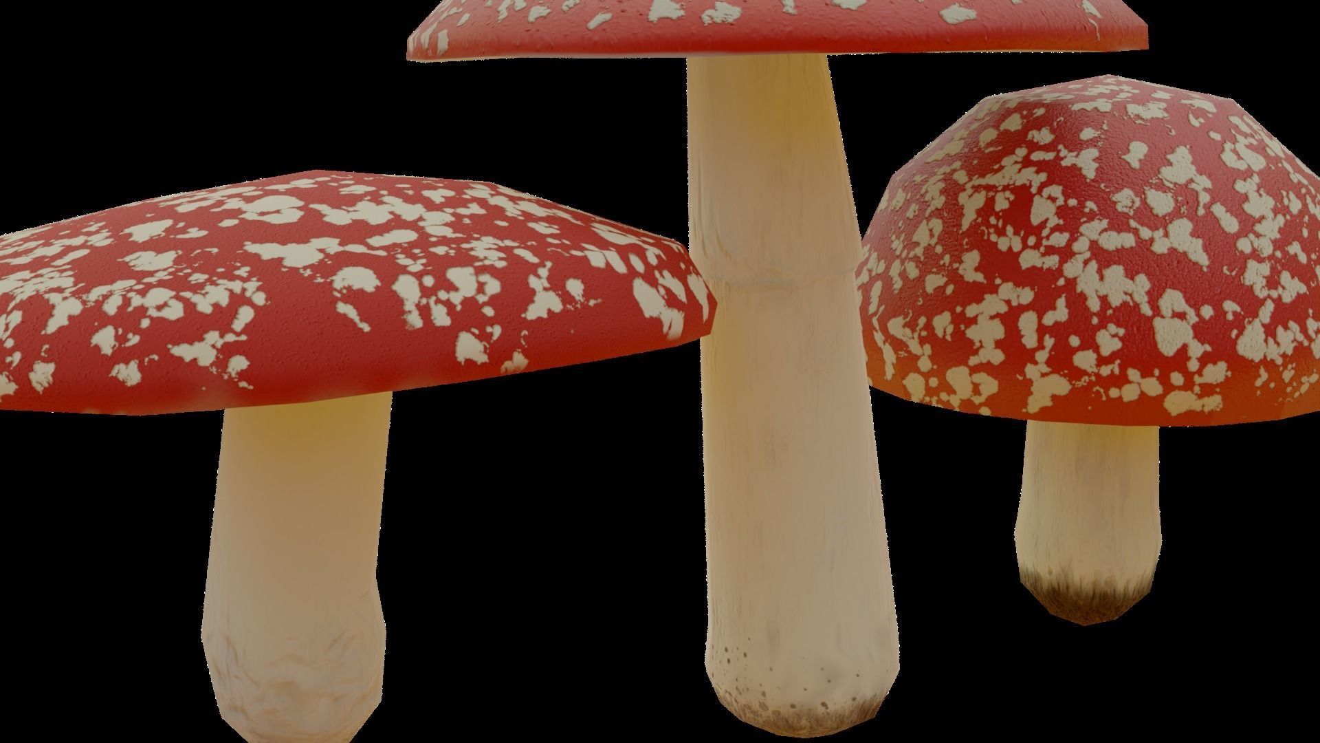 Cartoon Mushrooms - game ready Free low-poly 3D model_1