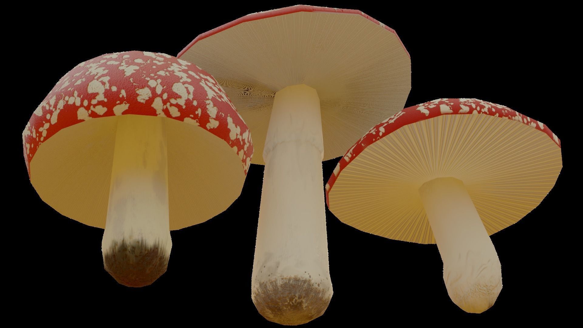 Cartoon Mushrooms - game ready Free low-poly 3D model_4