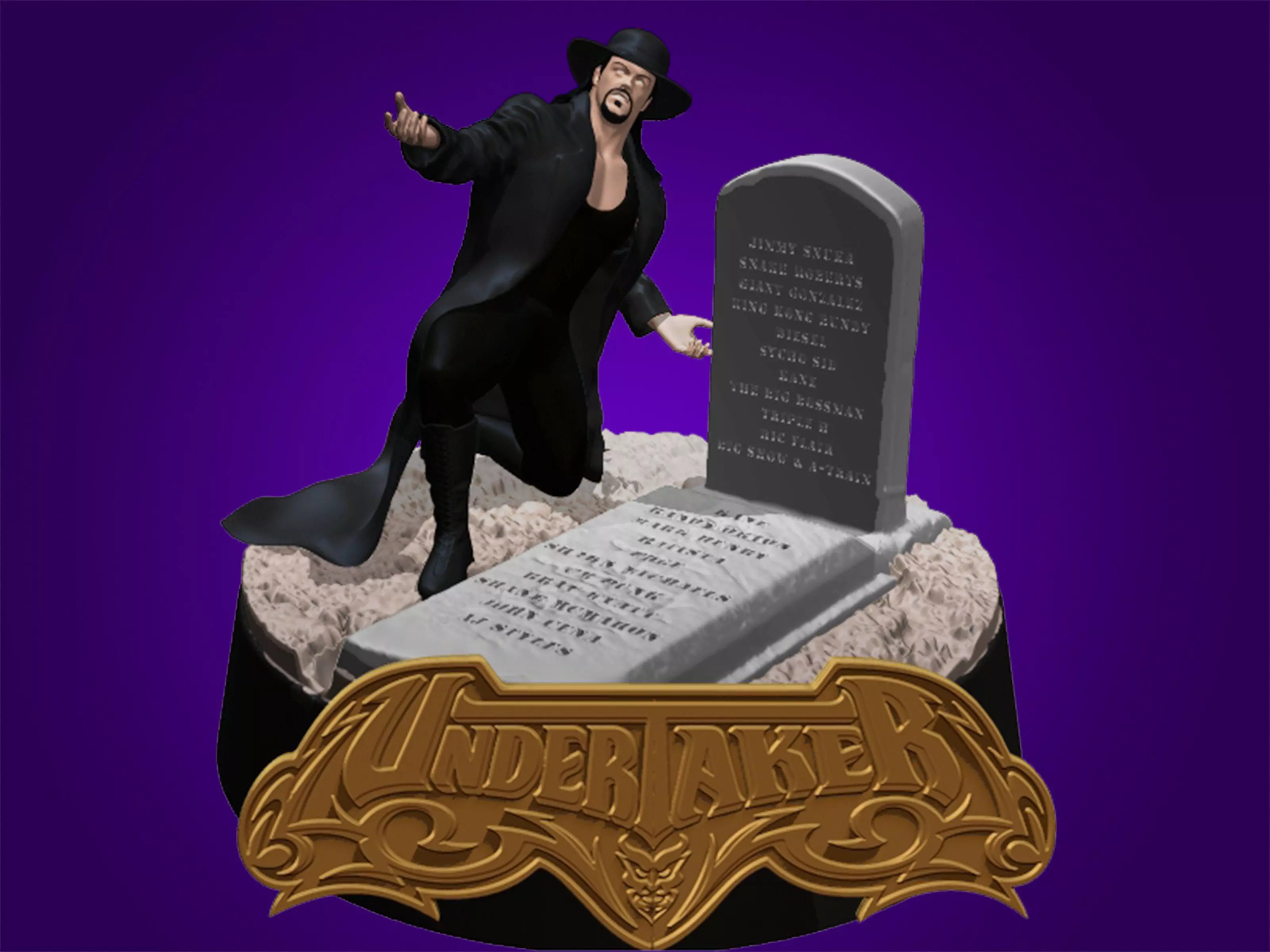 THE UNDERTAKER statue of gravedigger on tombstone 3D print model_0