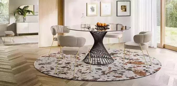 quadrotta round rug for dining room