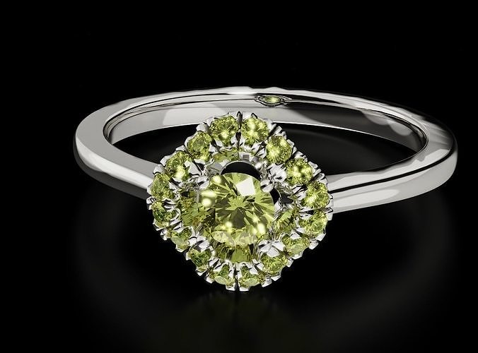 Engagement ring with diamonds 695 3D print model