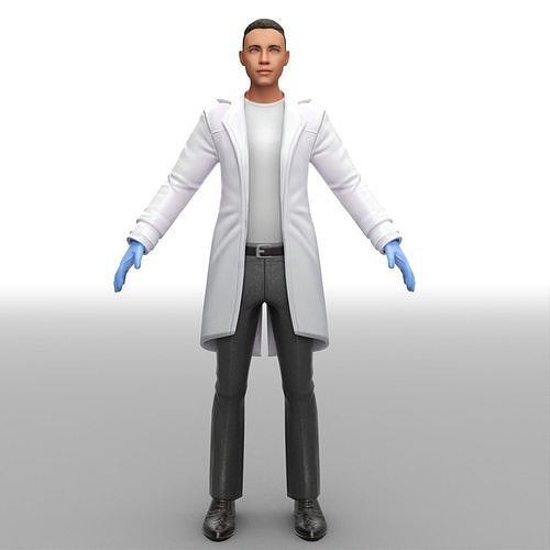 Male doctor uniform Low-poly 3D model