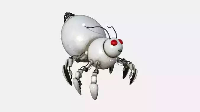 Cute Robot E03 White Dirt - SciFi Character Design Low-poly 3D model