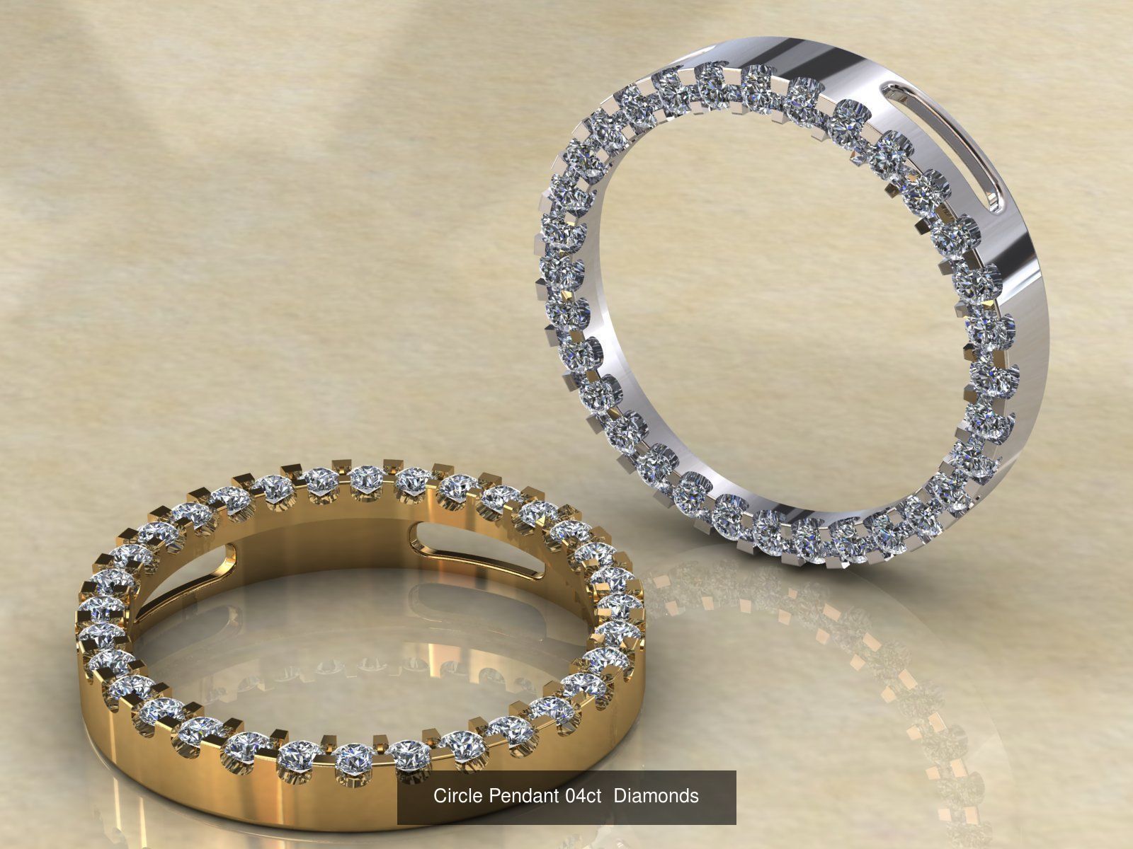 Circle Pendant 04ct and 1ct 3D Model Collection_1