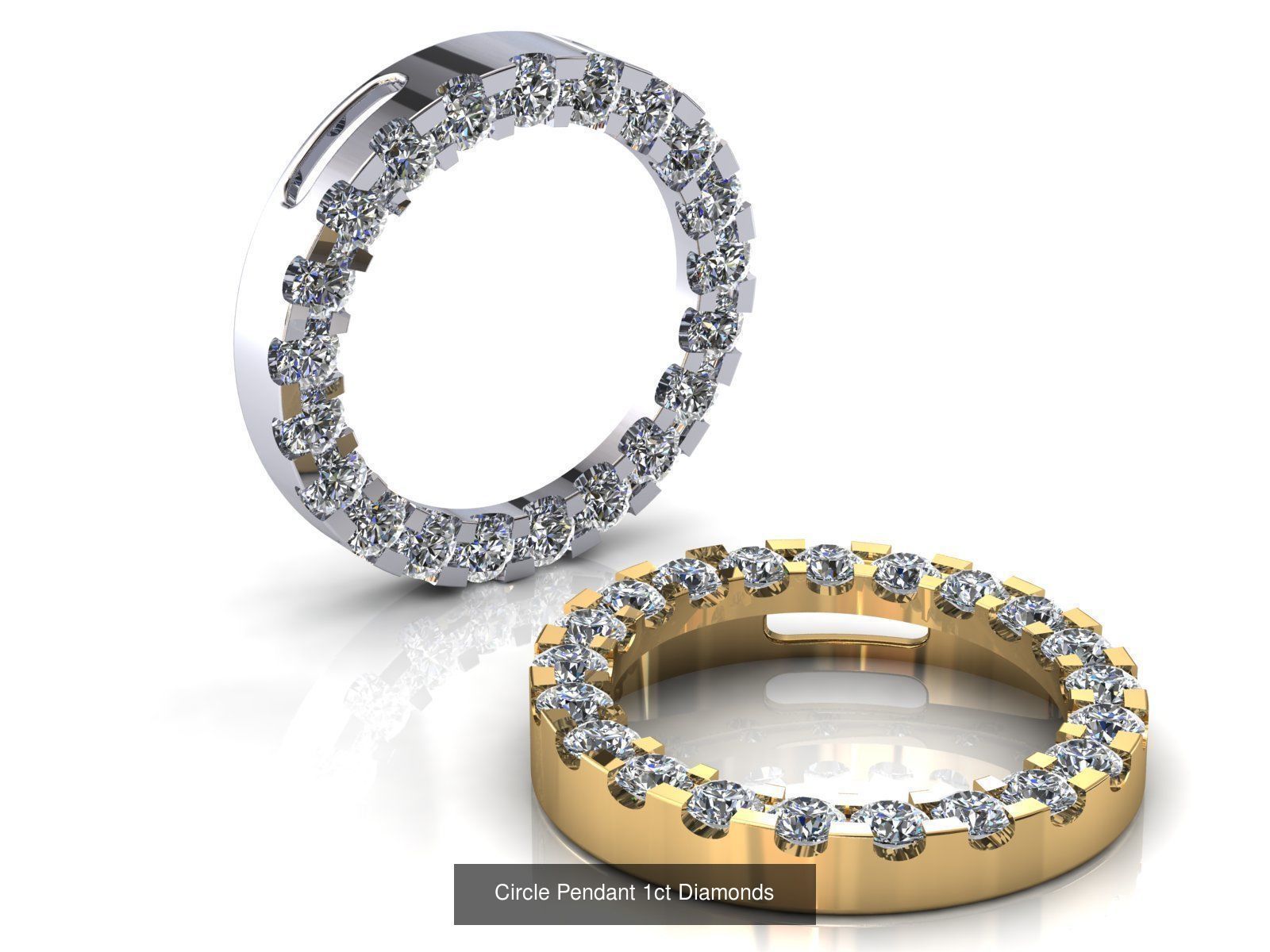 Circle Pendant 04ct and 1ct 3D Model Collection_2