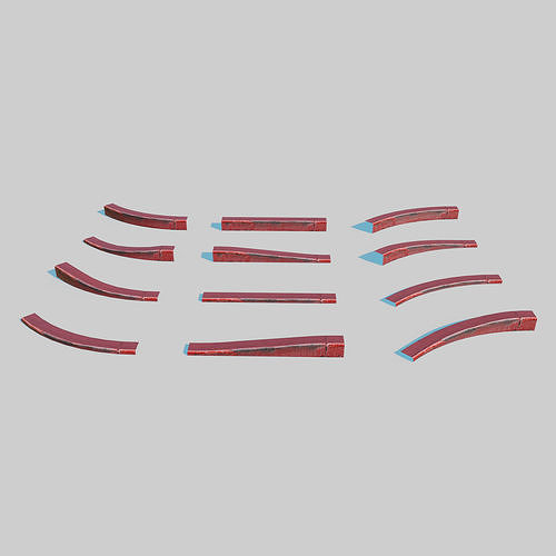Red Curb Pack Low-poly 3D model