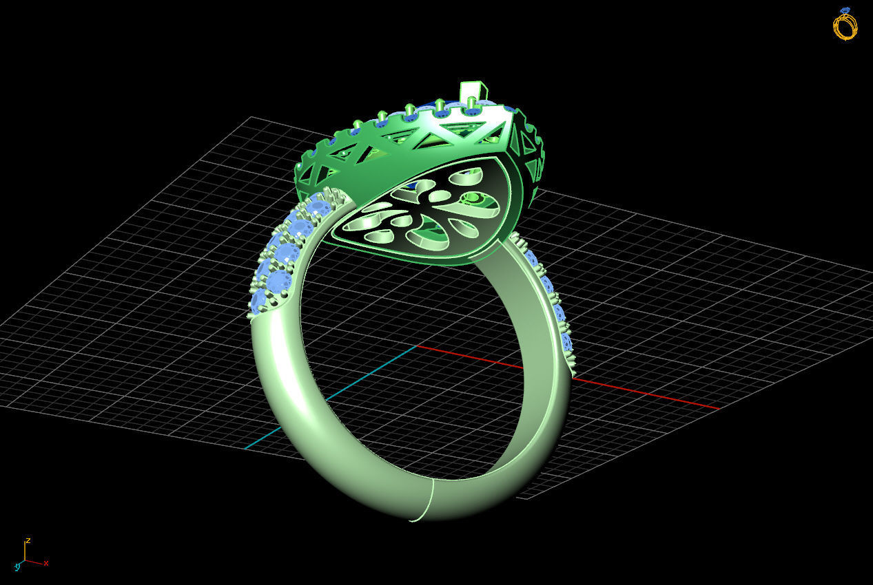 Pear rings 3D print model_12