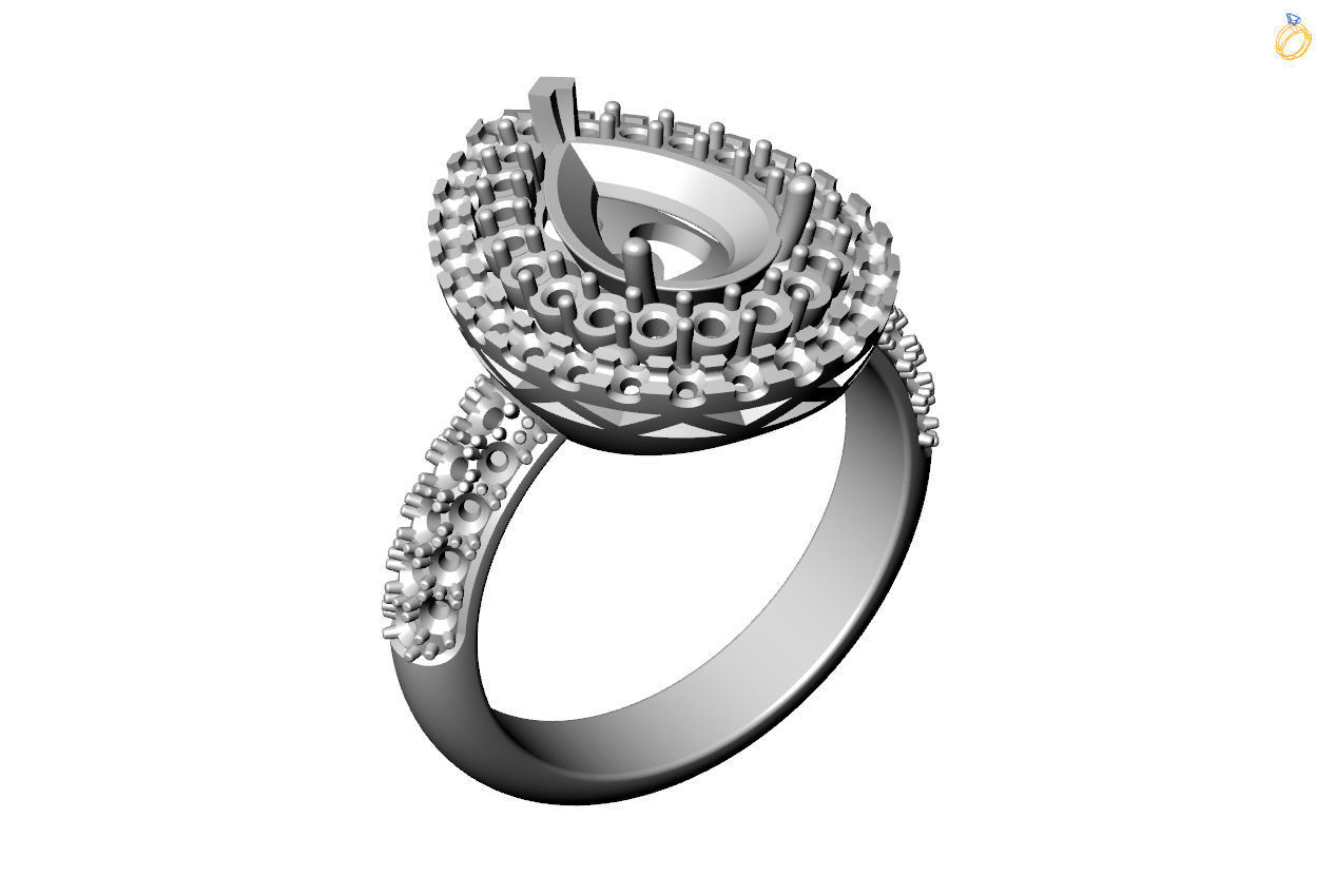 Pear rings 3D print model_10