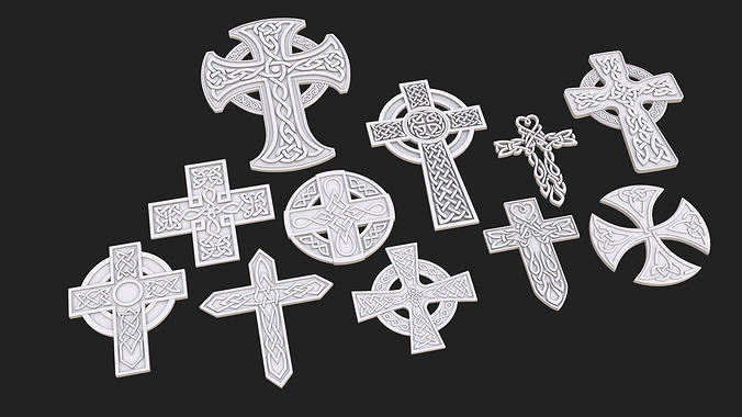 Celtic cross pack 3D model