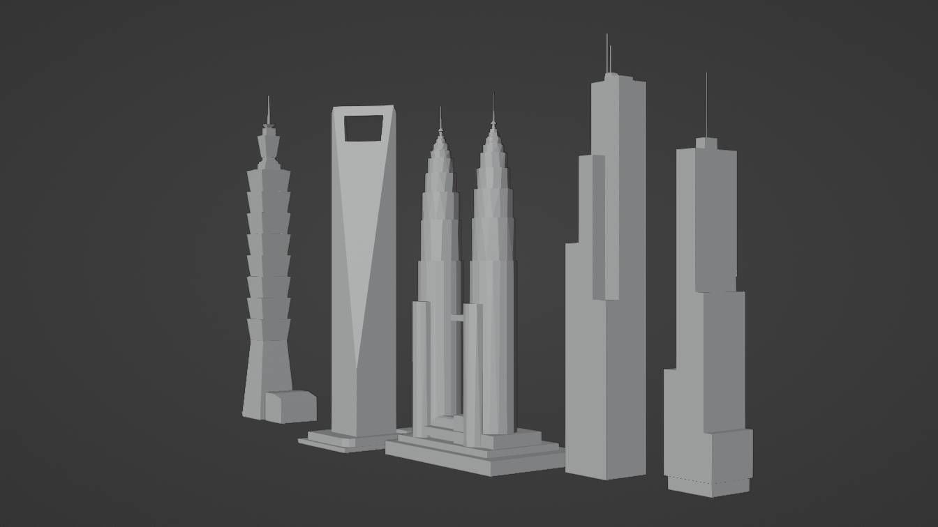5 LOWPOLY SKYSCRAPERS PACK Free low-poly 3D model_3