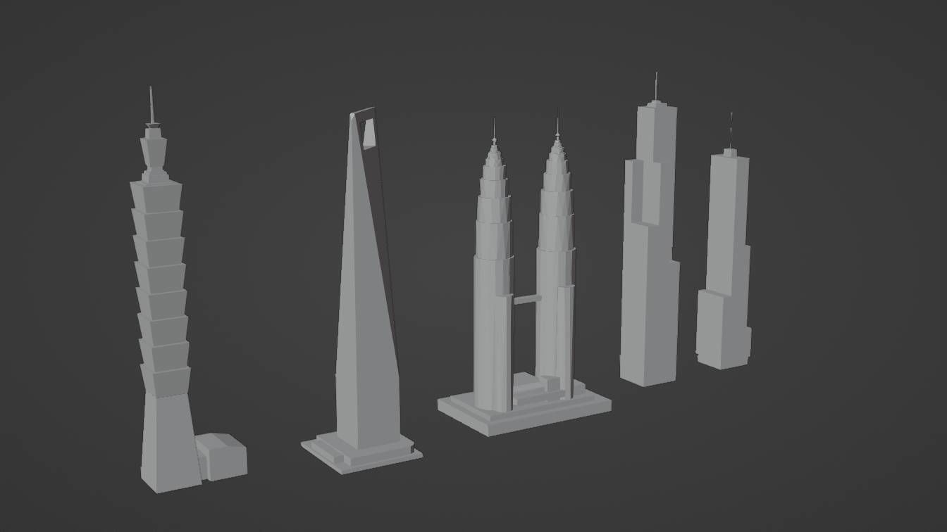 5 LOWPOLY SKYSCRAPERS PACK Free low-poly 3D model_4