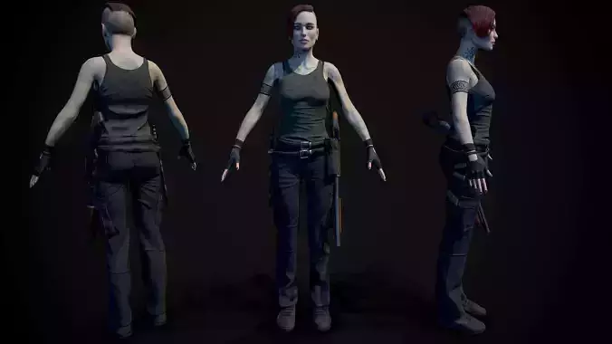 Survivor Girl Low-poly 3D model