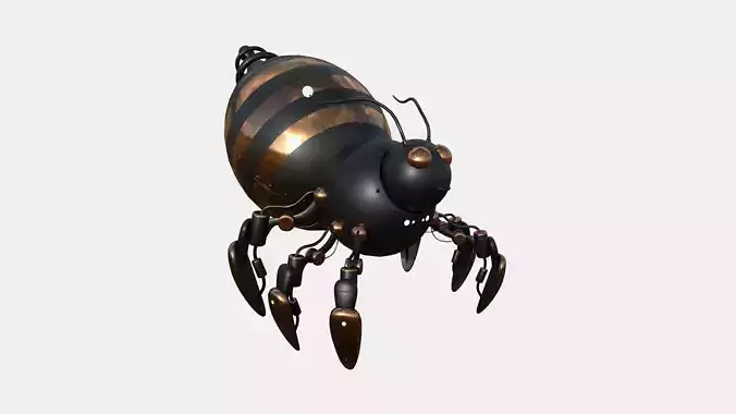 Cute Robot E04 Black Bronze - SciFi Character Design Low-poly 3D model