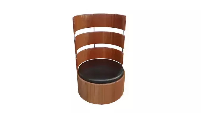 Wooden Cylindrical Chair Lowpoly PBR