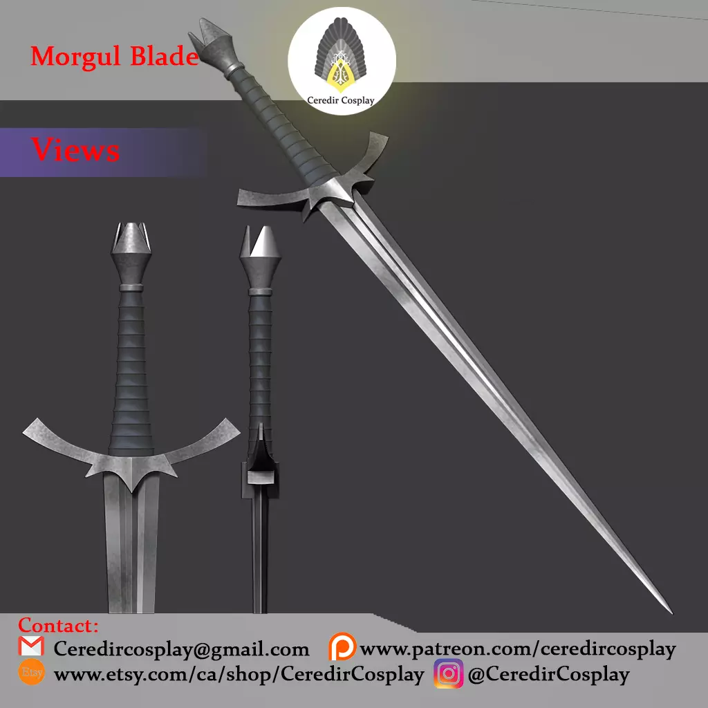 Morgul Blade  Witch King Sword lord of the rings 3D digital dl 3D print model_0