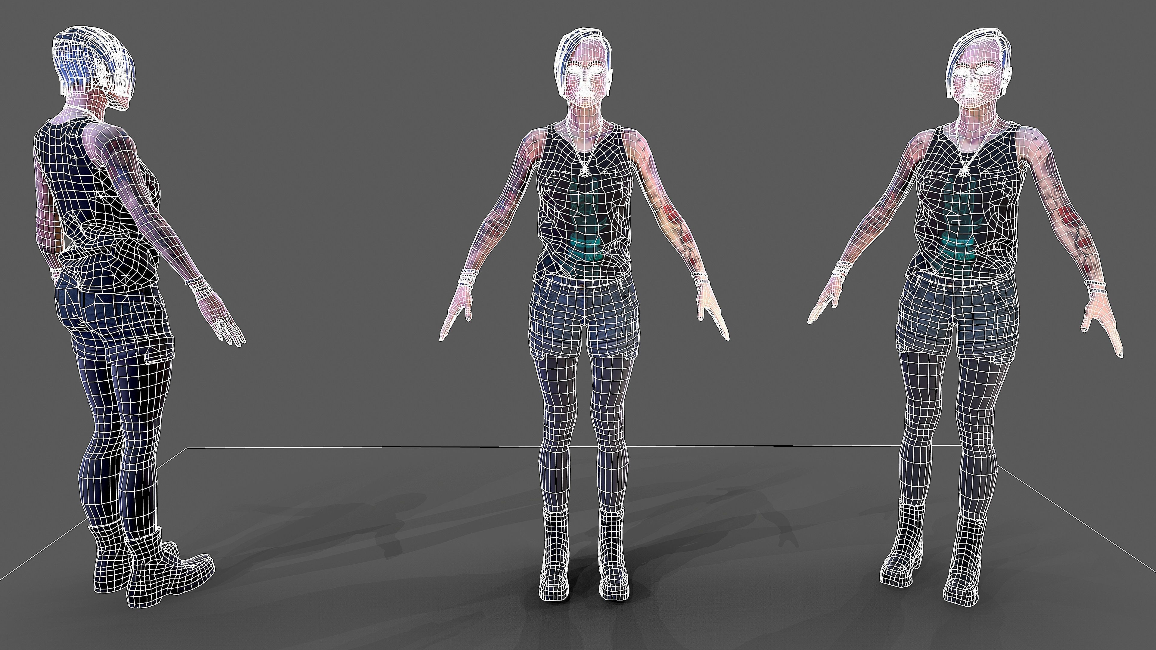 Punk Rock Girl Low-poly 3D model_4