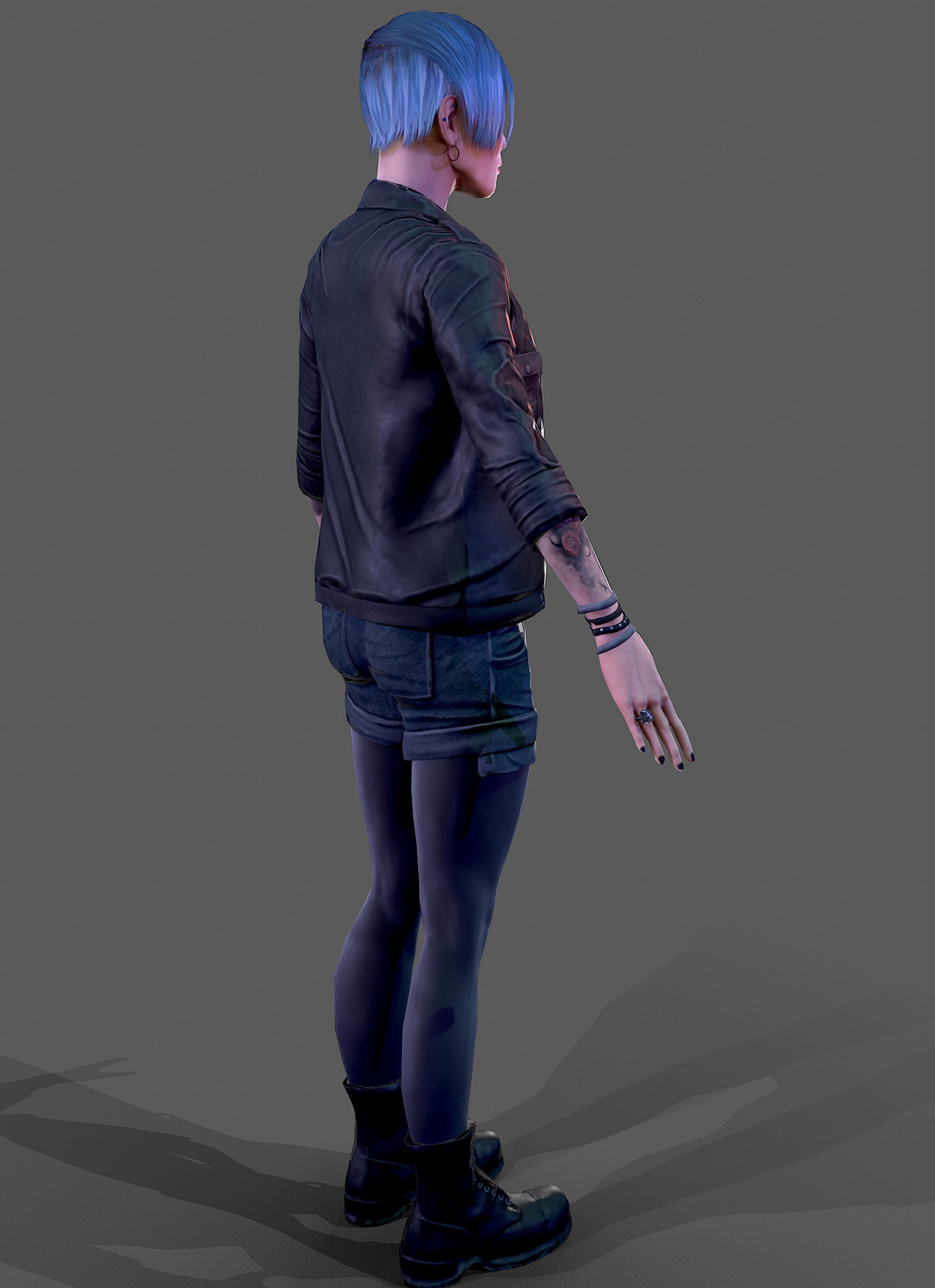 Punk Rock Girl Low-poly 3D model_9