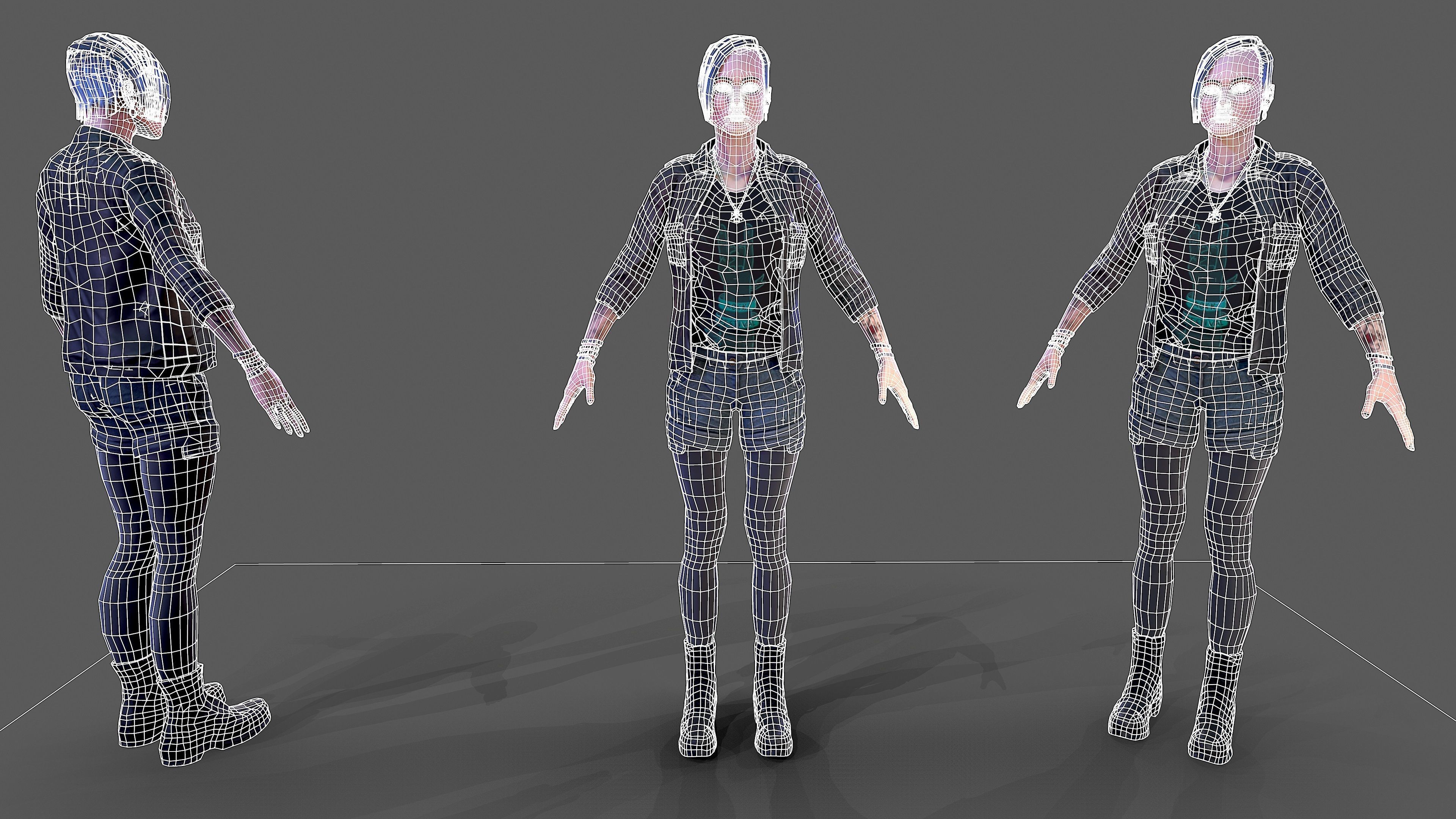 Punk Rock Girl Low-poly 3D model_1