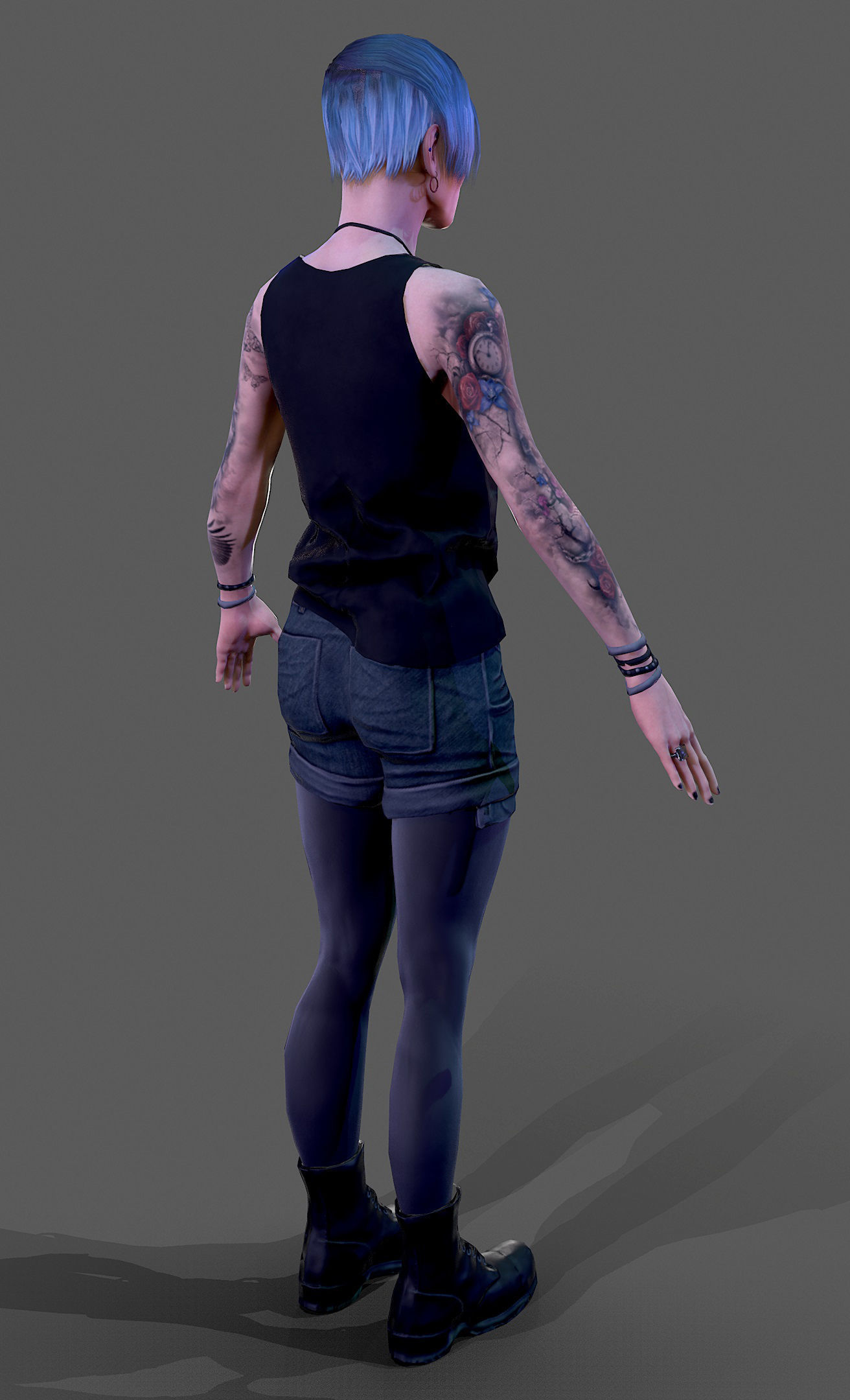 Punk Rock Girl Low-poly 3D model_7