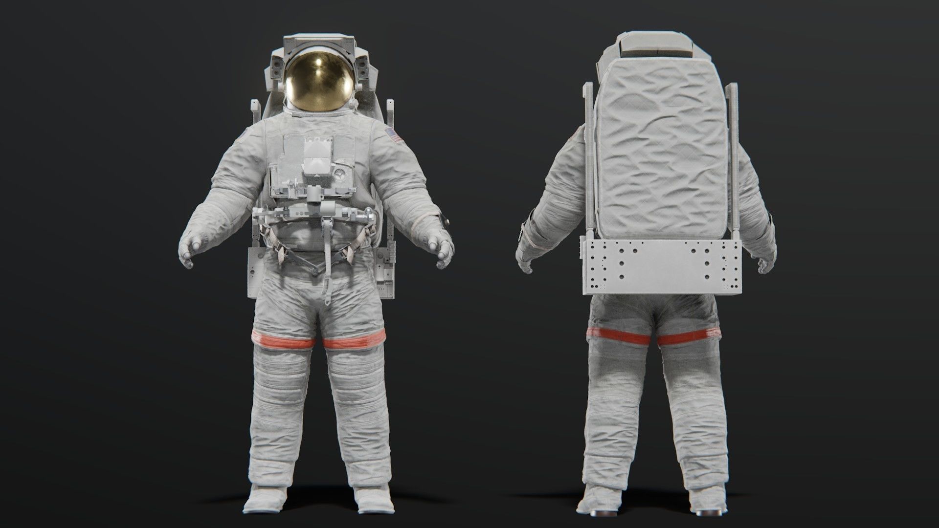 Astronaut EMU MMU Spacesuit Rigged 3D model_7