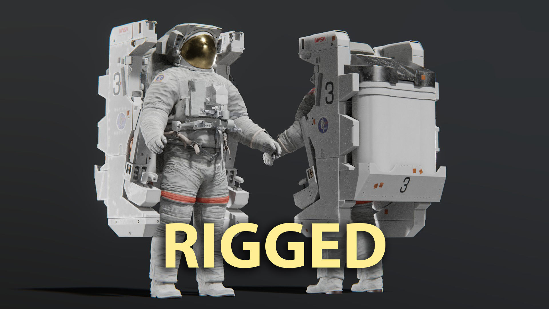 Astronaut EMU MMU Spacesuit Rigged 3D model_4