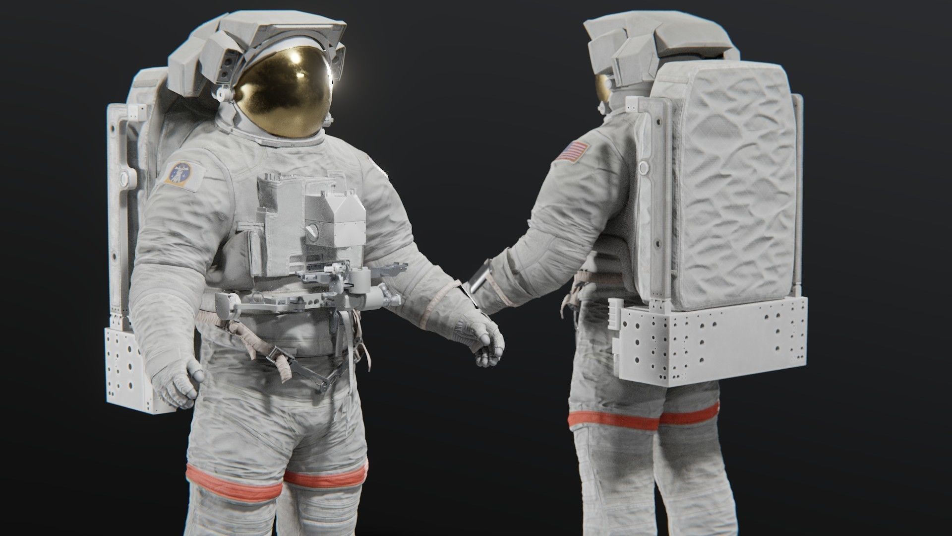 Astronaut EMU MMU Spacesuit Rigged 3D model_20