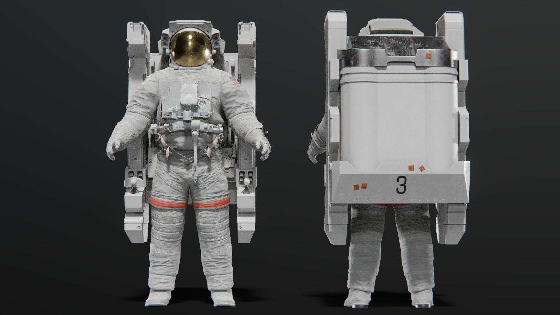 Astronaut EMU MMU Spacesuit Rigged 3D model_25