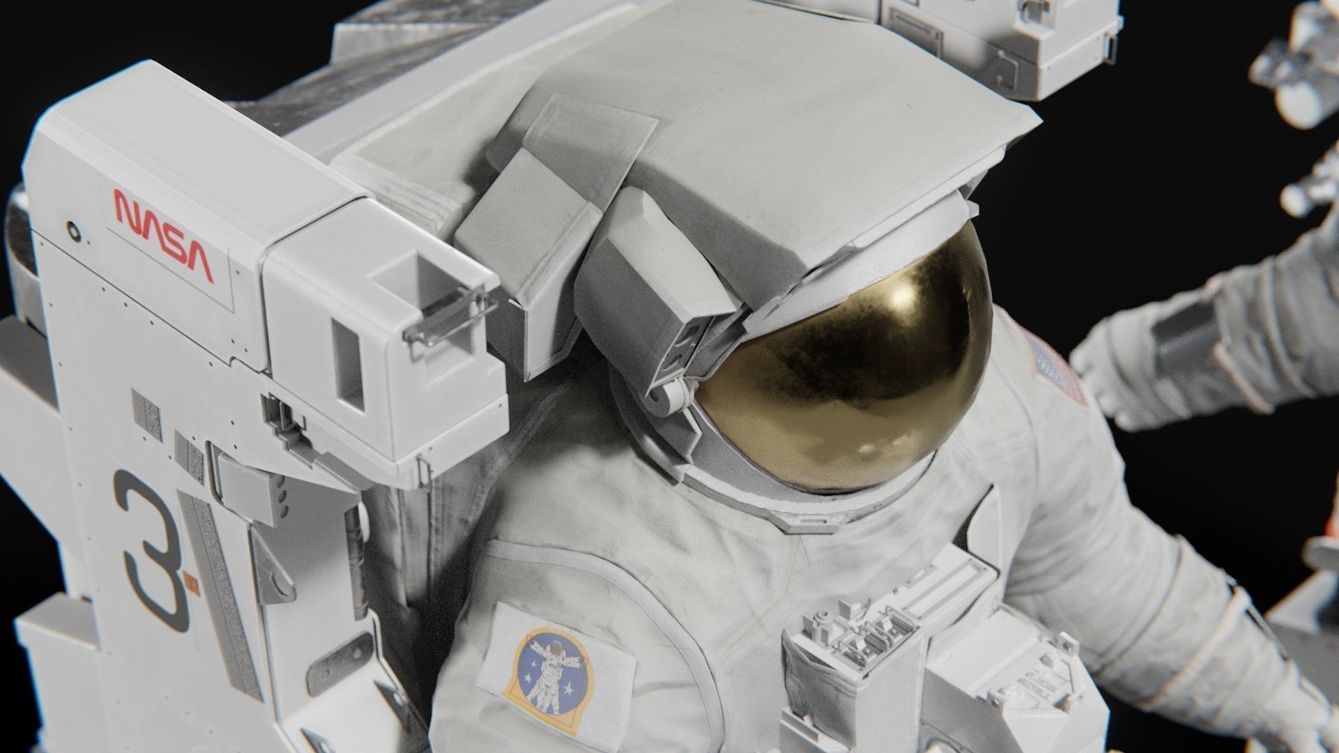 Astronaut EMU MMU Spacesuit Rigged 3D model_33