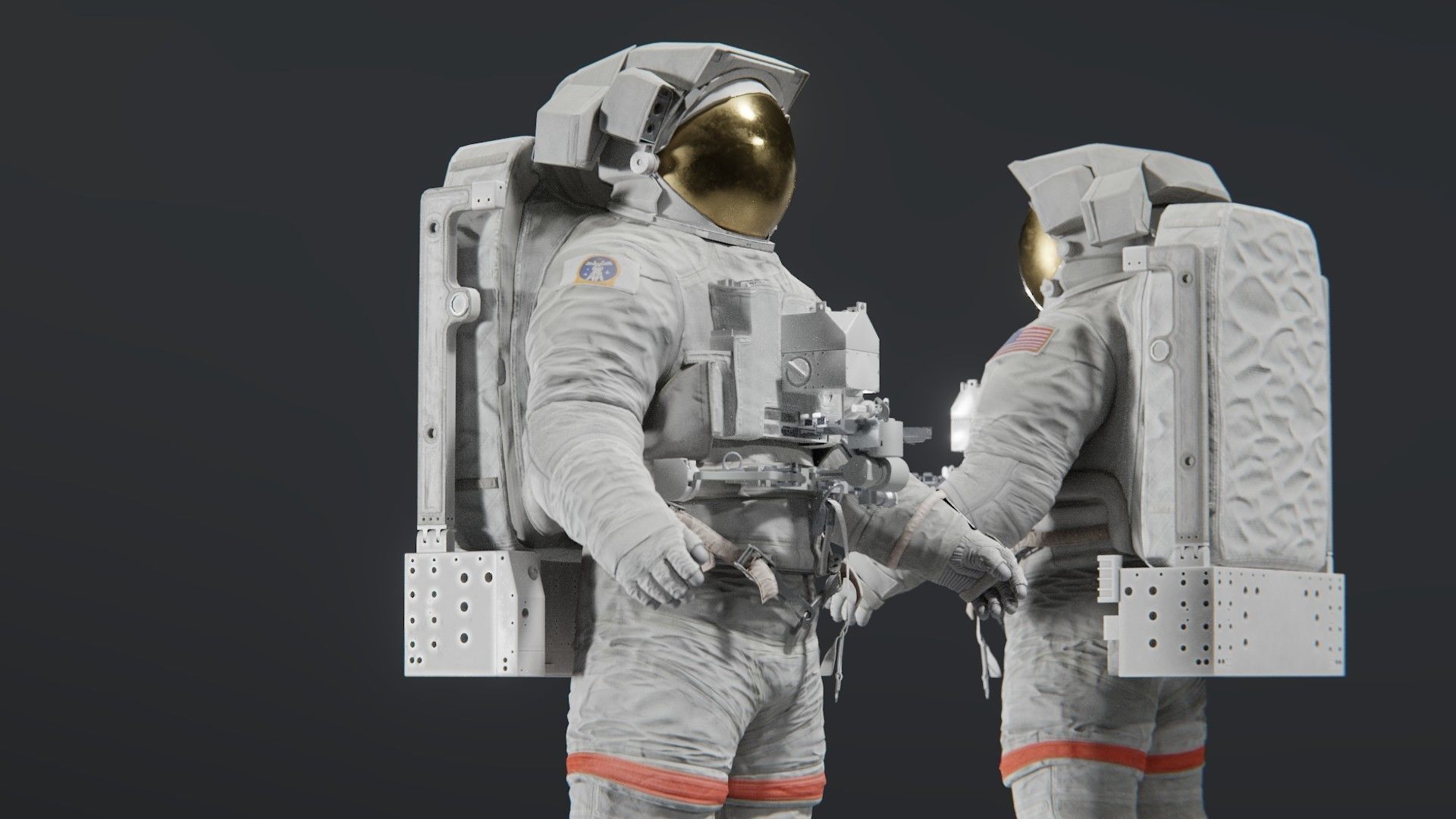 Astronaut EMU MMU Spacesuit Rigged 3D model_6