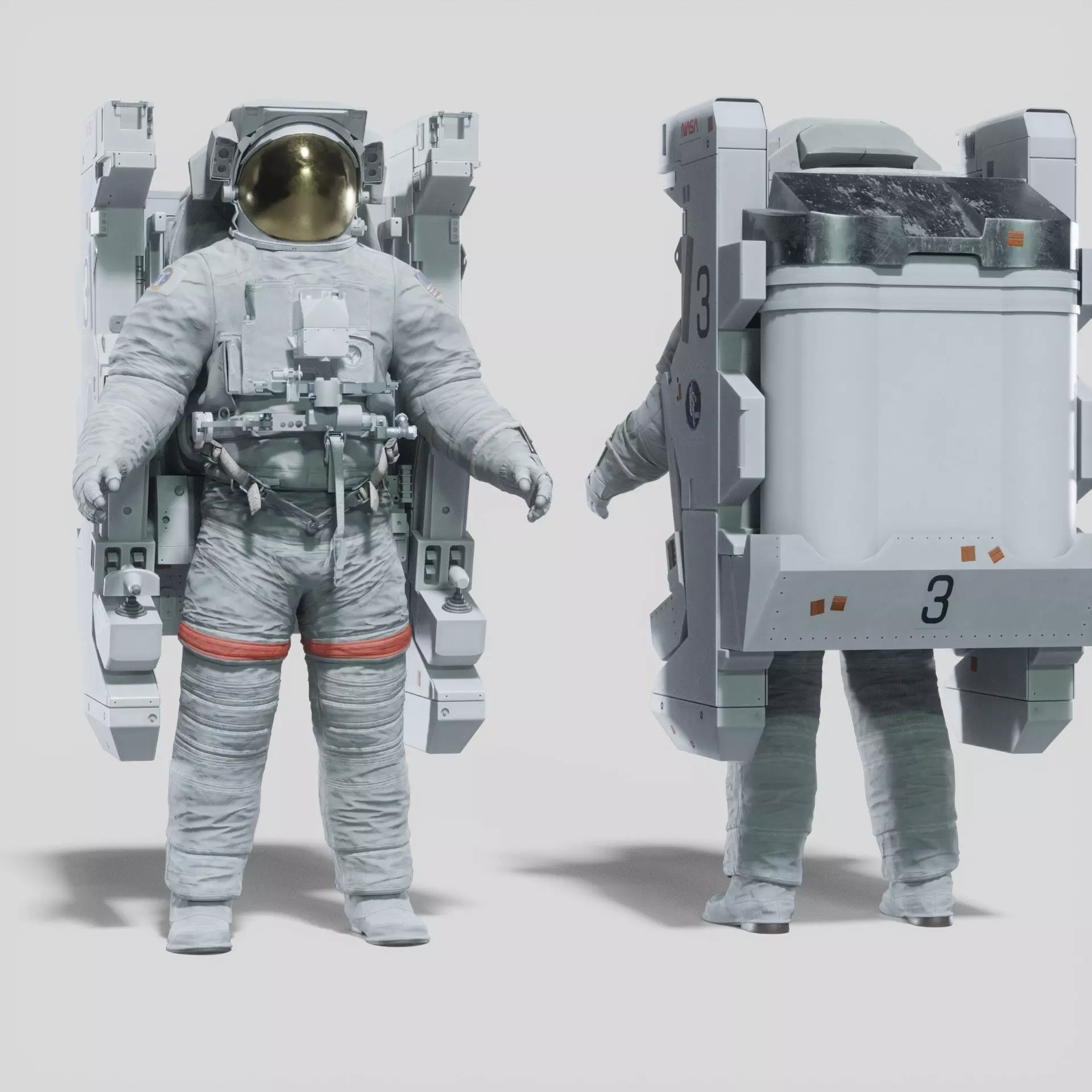 Astronaut EMU MMU Spacesuit Rigged 3D model_0