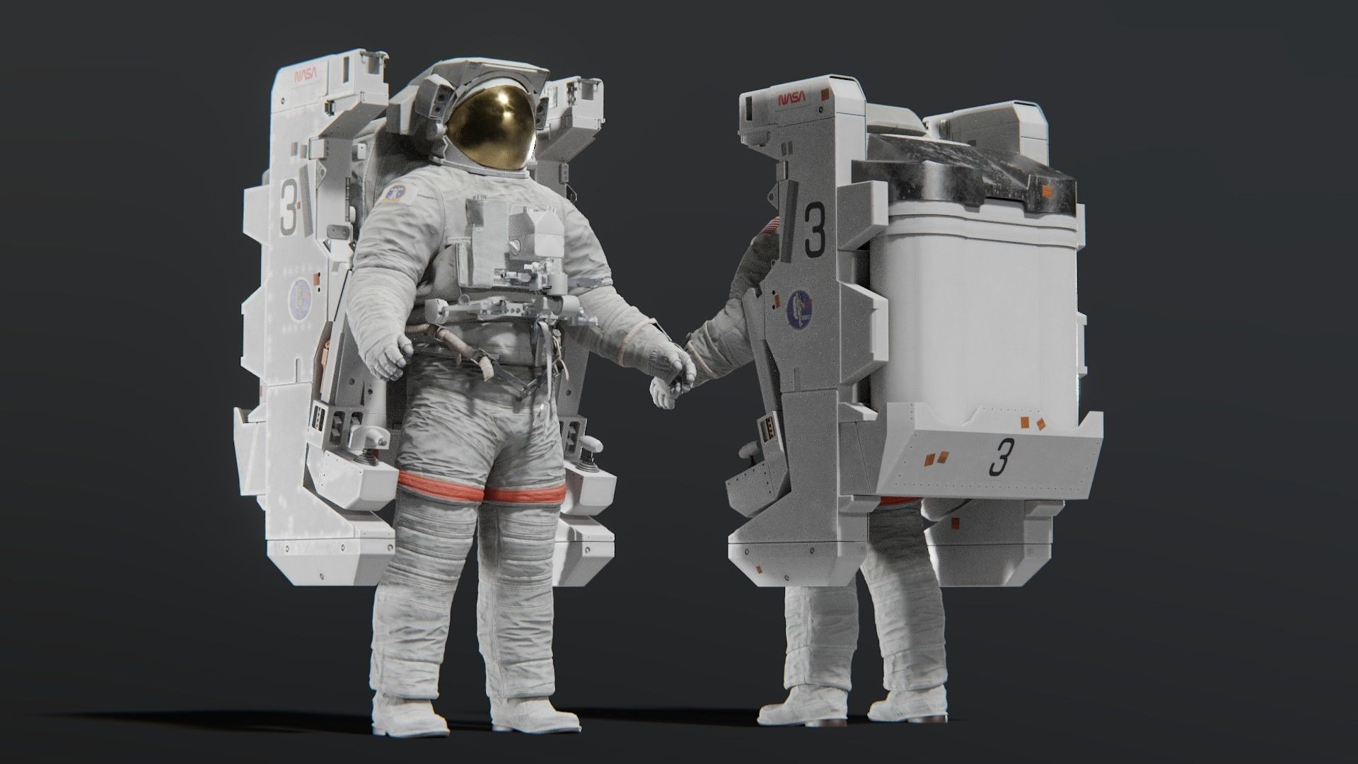 Astronaut EMU MMU Spacesuit Rigged 3D model_23