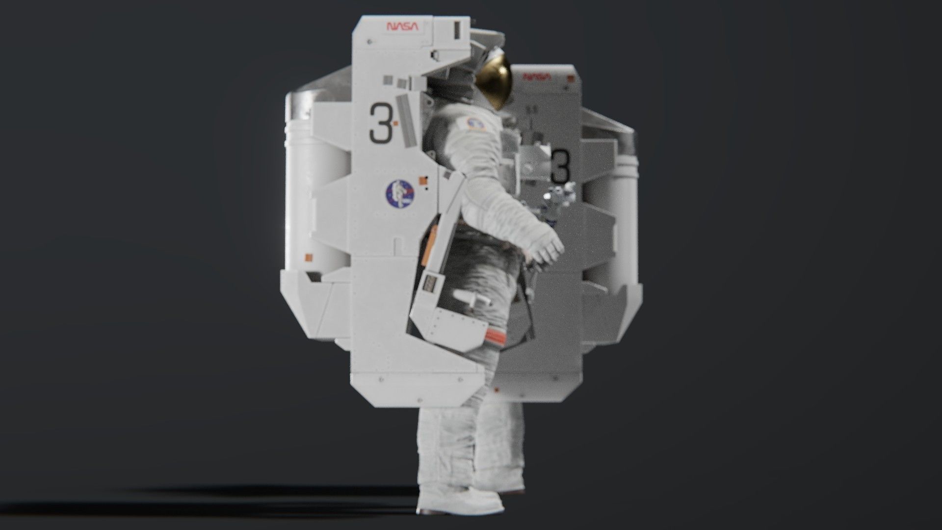 Astronaut EMU MMU Spacesuit Rigged 3D model_26