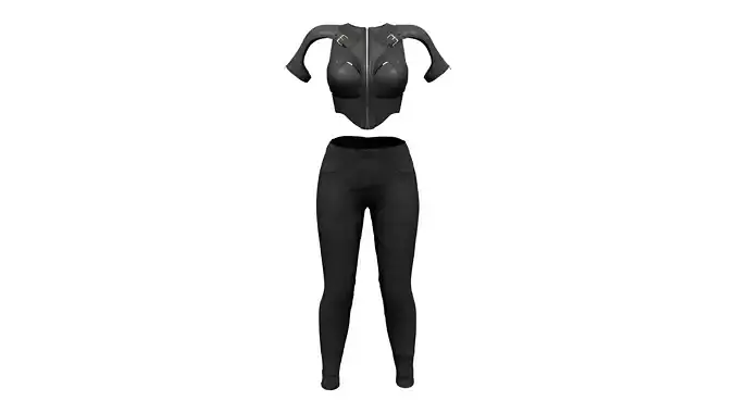Ladies Leather Pauldron And Black Jeans Pants Outfit