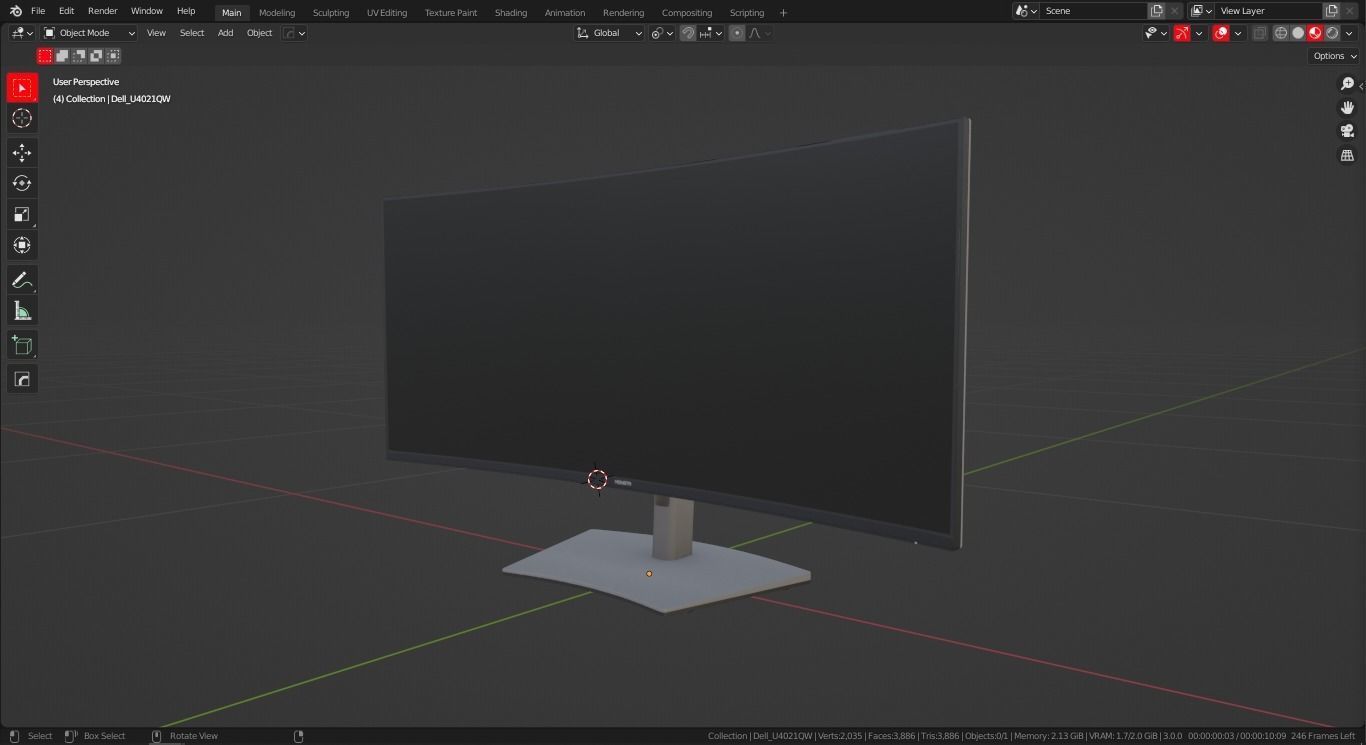 2022 DELL U4021QW  curved monitor game asset Low-poly 3D model_13