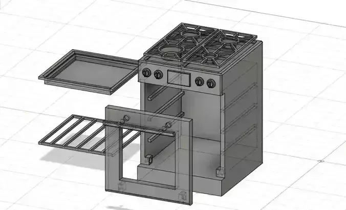 Kitchen Oven for Doll House and Barbie House  3D Print Model 
