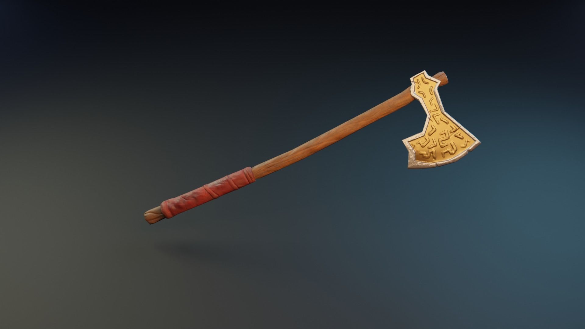 Stylized axe Low-poly 3D model_1