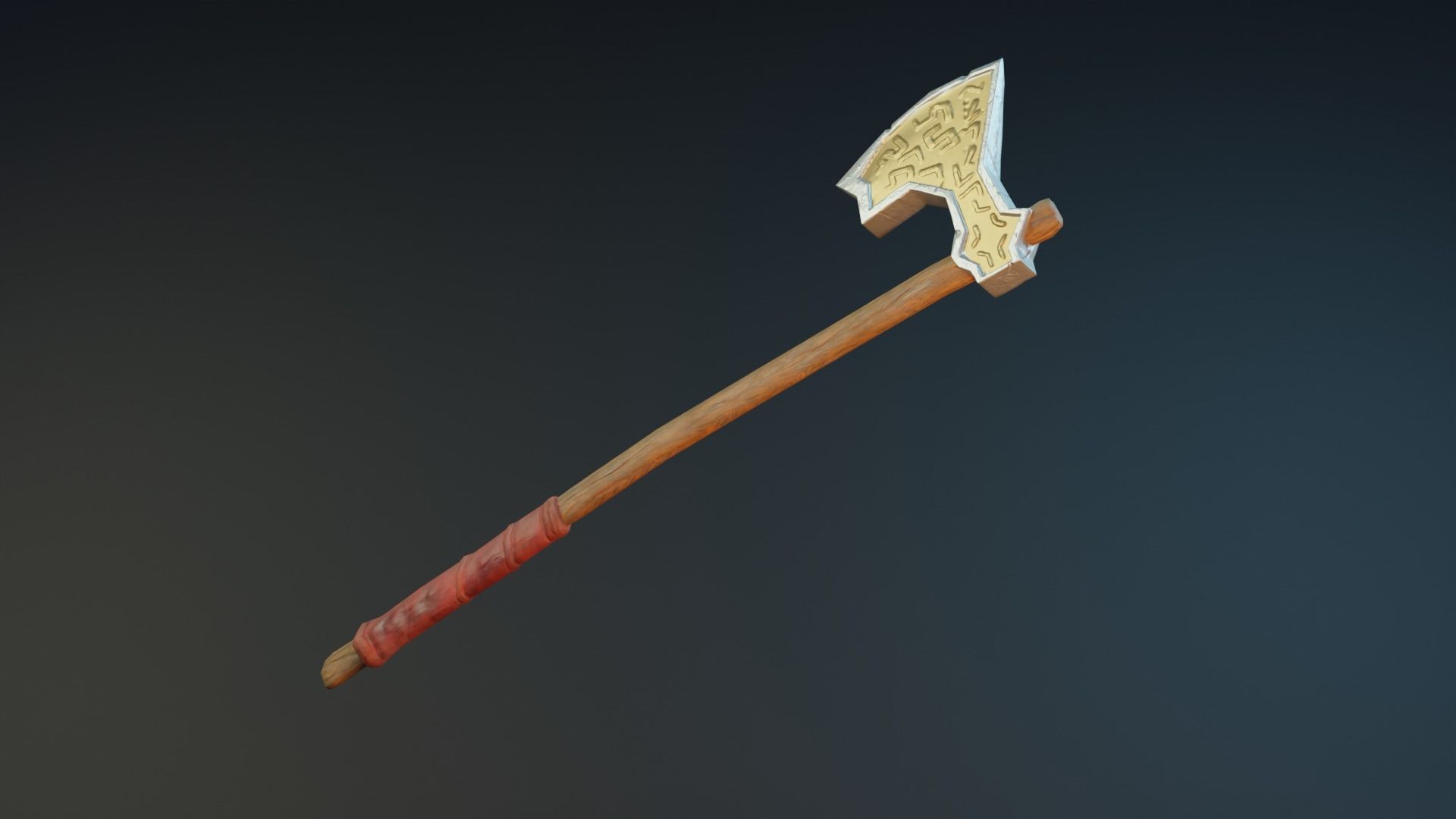 Stylized axe Low-poly 3D model_3
