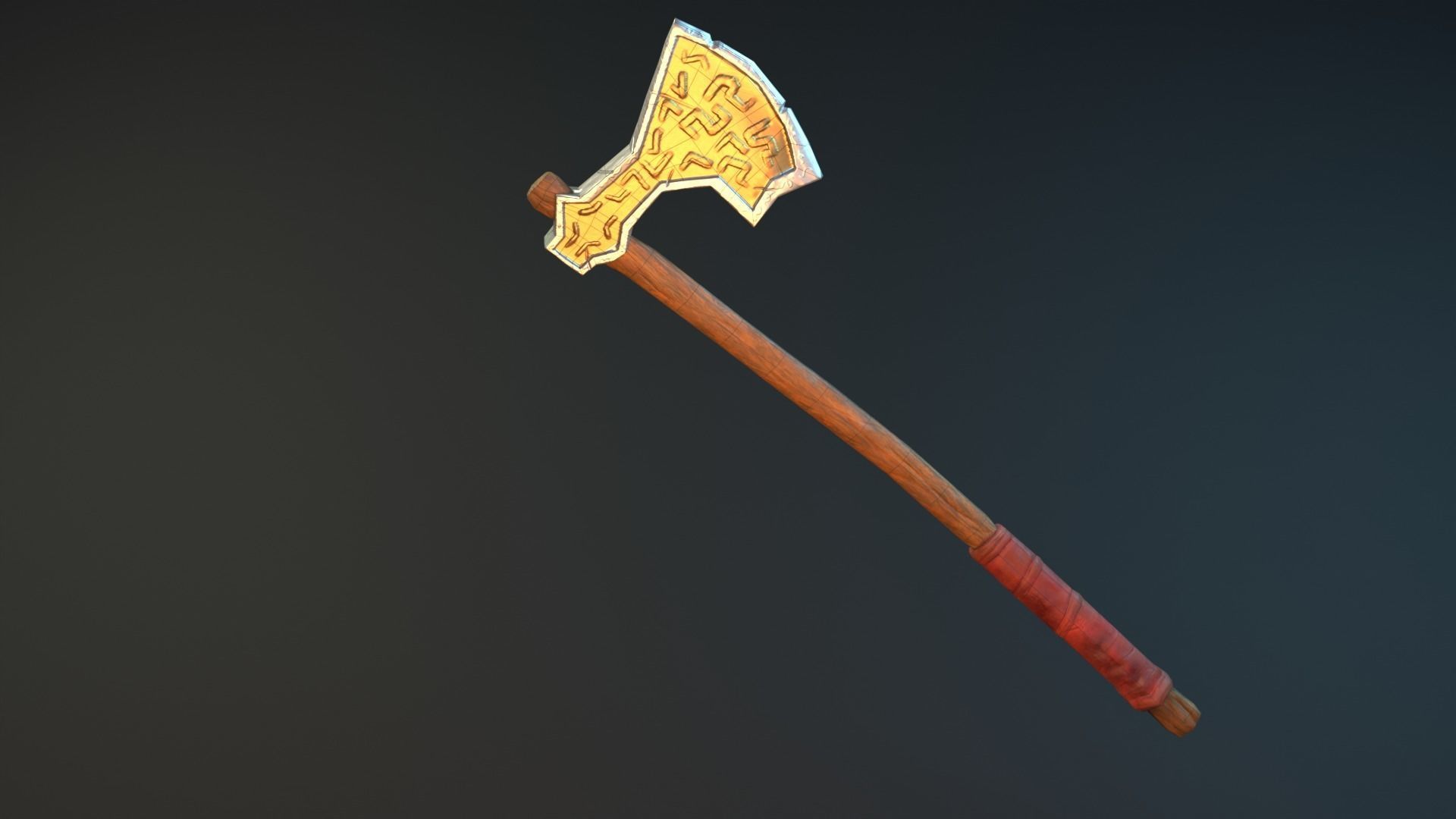Stylized axe Low-poly 3D model_2