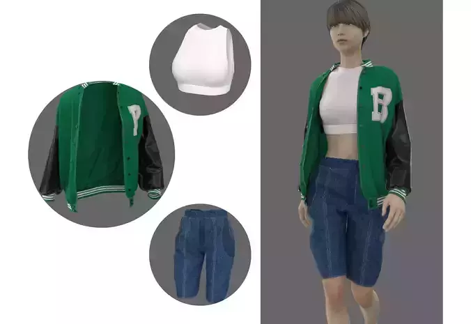 Jacket woman wearing and shorts