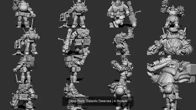 Deep Rock Galactic Dwarves 3D Model Collection
